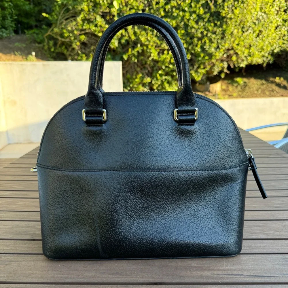 Kate Spade New York Black Leather Dome Satchel Shoulder‎ Bag WKRU6630